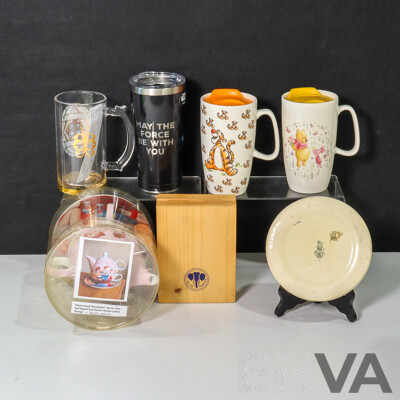 Vintage Royal Doulton Bowl, Woman Peeling Potatoes D5187, Sharon Dold Tea for One 'Gossipers'' Harry Potter Beer Mug, Winnie the Pooh Sipper Cups, Siam Pewter Hip Flask, Star Wars Thermos