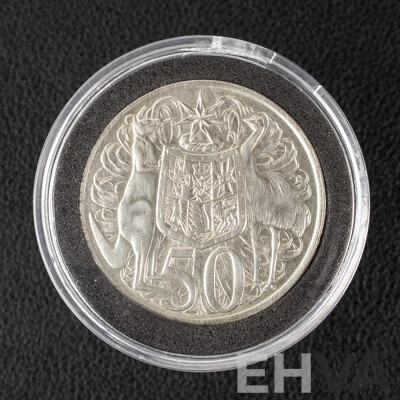 Australian 1966 Round Silver Fifty Cent Coin .800