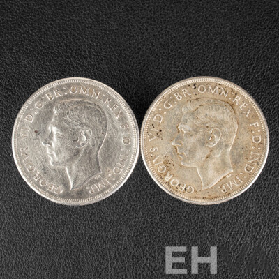Two Australian 1937 KGVI Silver Crowns .925