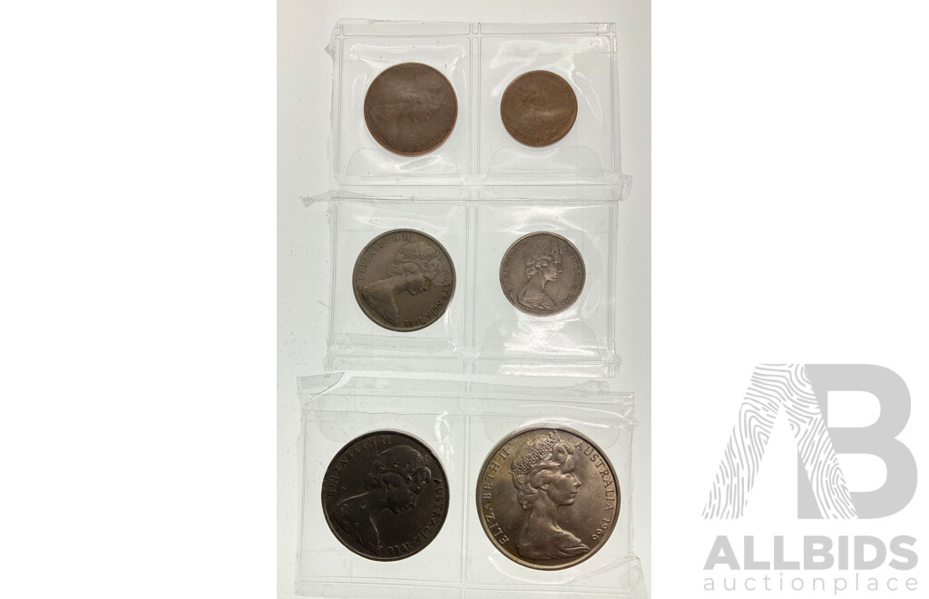 Australian 1966 Coin Set Including Round Silver Fifty Cent Coin .800