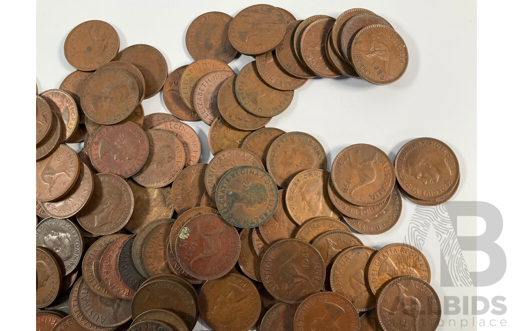 Collection of Australian KGVI, QE2 Pennies, Examples Spanning 1950 to 1964