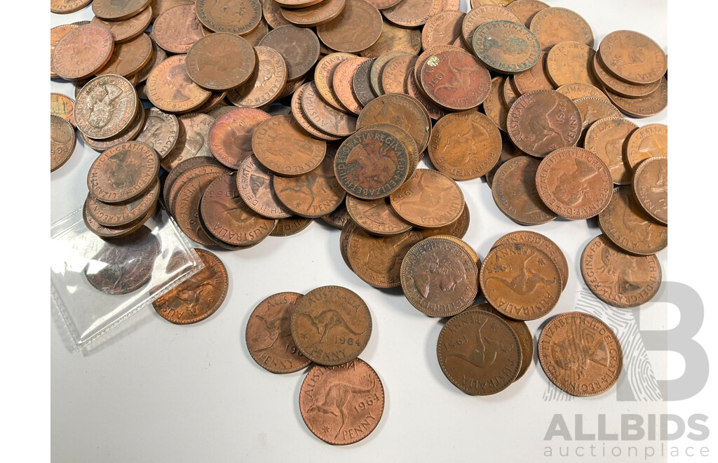 Collection of Australian KGVI, QE2 Pennies, Examples Spanning 1950 to 1964