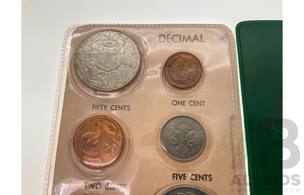 Australian 1966 BP Souvenir Decimal Coin Wallet Including Round Silver Fifty Cent Coin .800