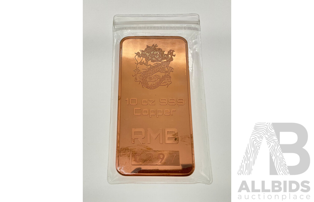 Red Metal Bullion Ten Ounce Copper Ingot