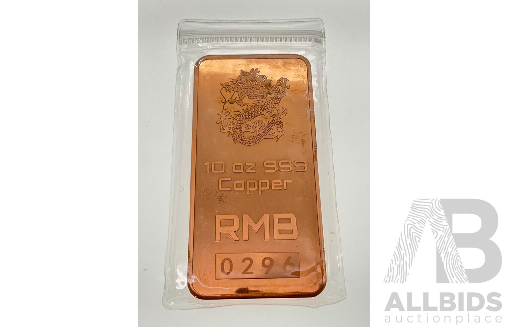 Red Metal Bullion Ten Ounce Copper Ingot