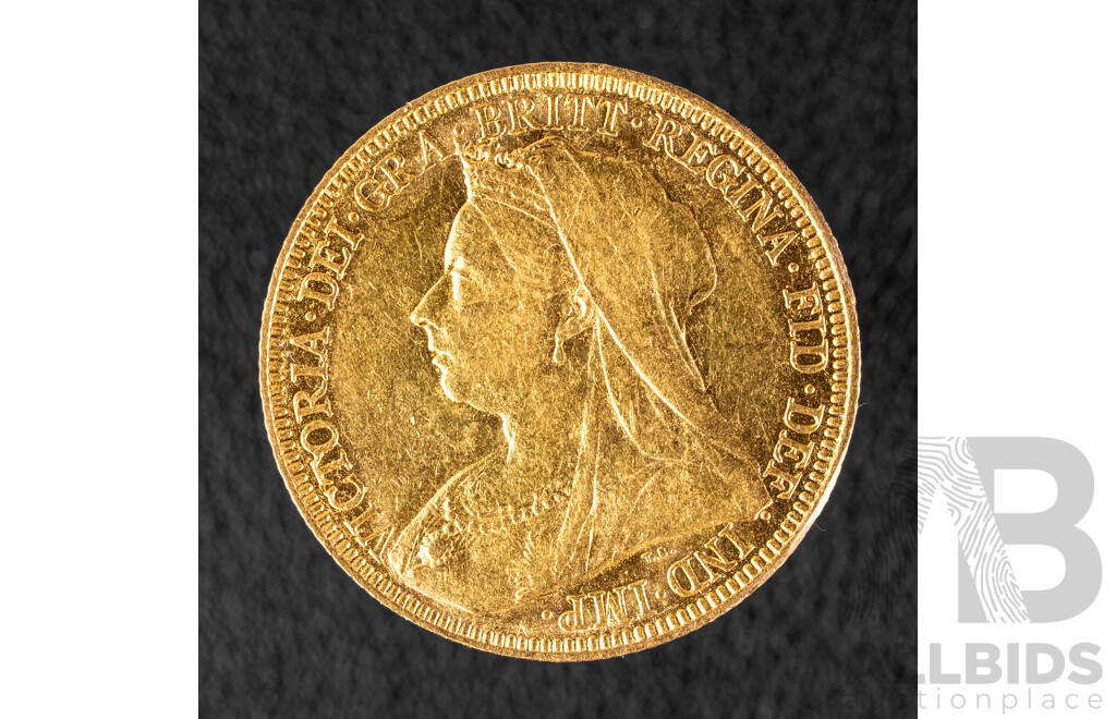 Australian 1894 QV Gold Sovereign, Sydney Mint .917
