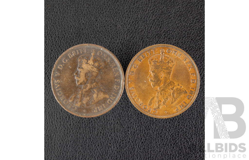 Australian 1933/32 Over Date Penny and 1912