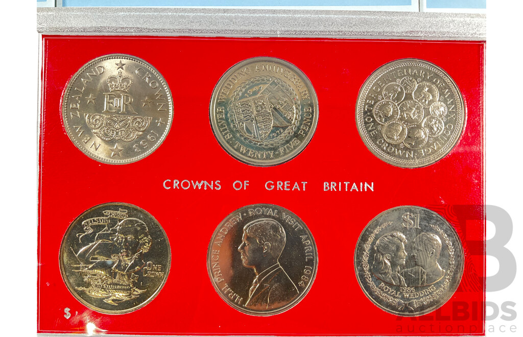 Jersey 1991/94 Seven One Pound Coin Set, Ship Building in Jersey in the 19th Century with Crowns of Great Britain Six Coin Set