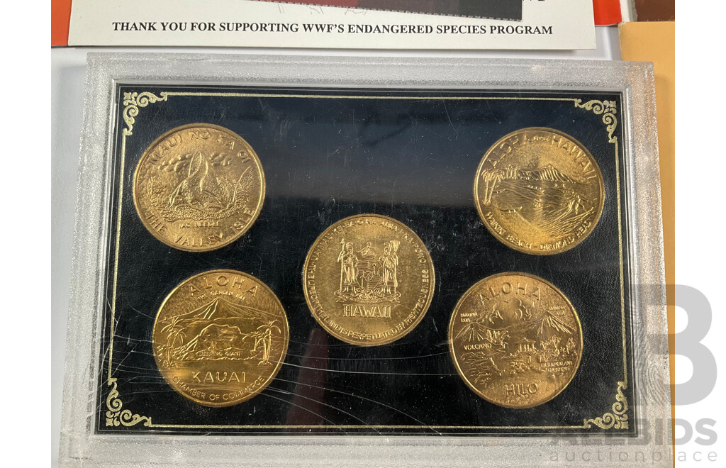 Coins of Hawaii Five Coin Set with Australian RAM Australian Endangered Species Commemorative Medallions