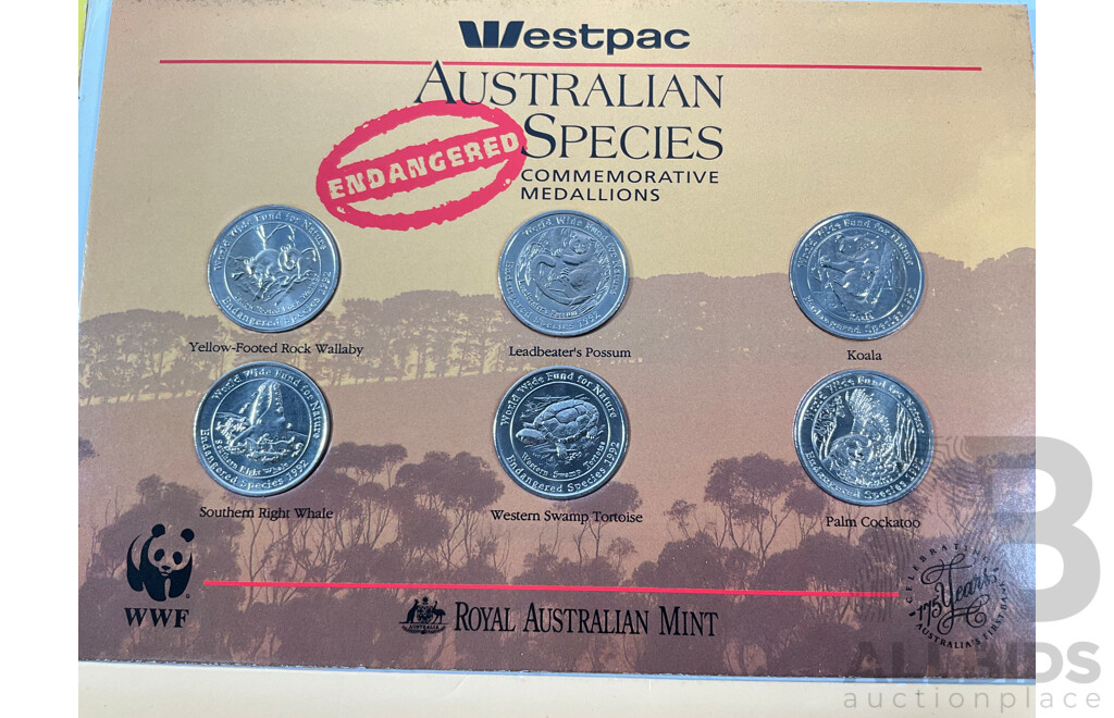 Coins of Hawaii Five Coin Set with Australian RAM Australian Endangered Species Commemorative Medallions