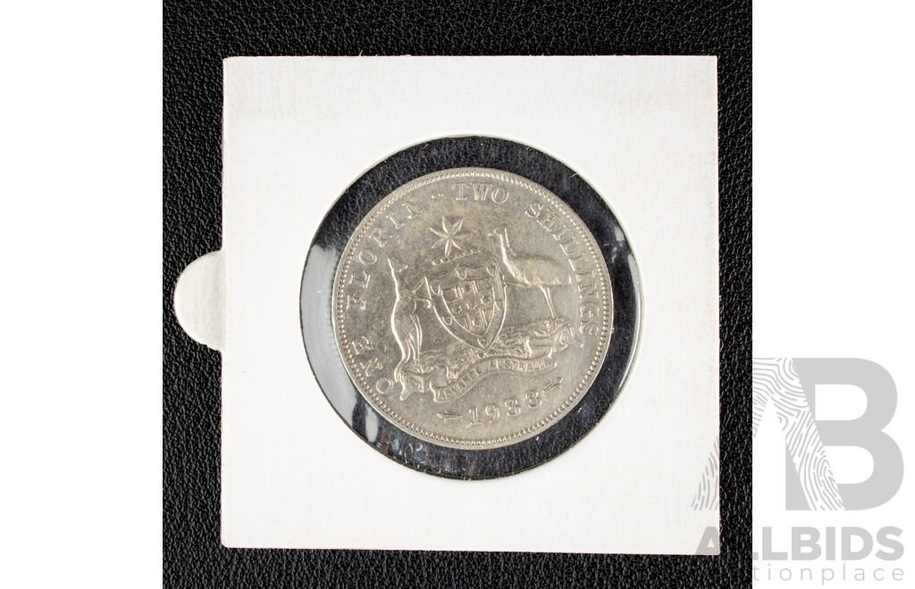 Australian 1933 KGV Silver Florin .925