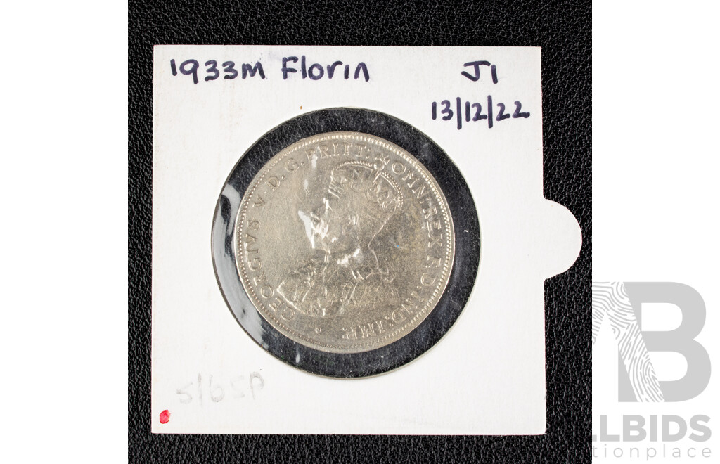 Australian 1933 KGV Silver Florin .925