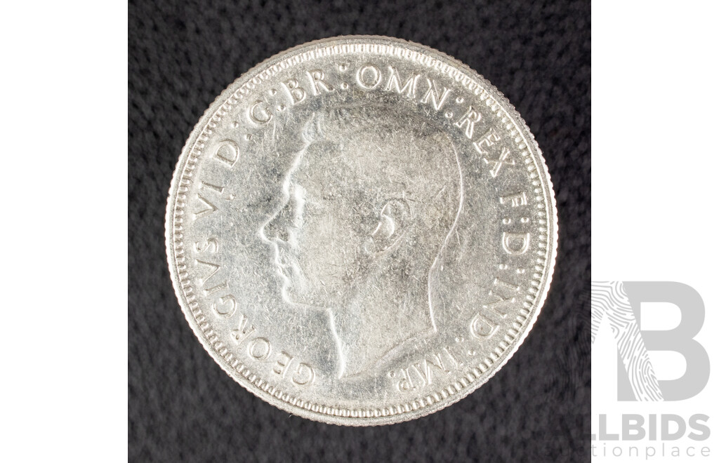 Australian 1945 KGVI Silver Florin, High Grade .925