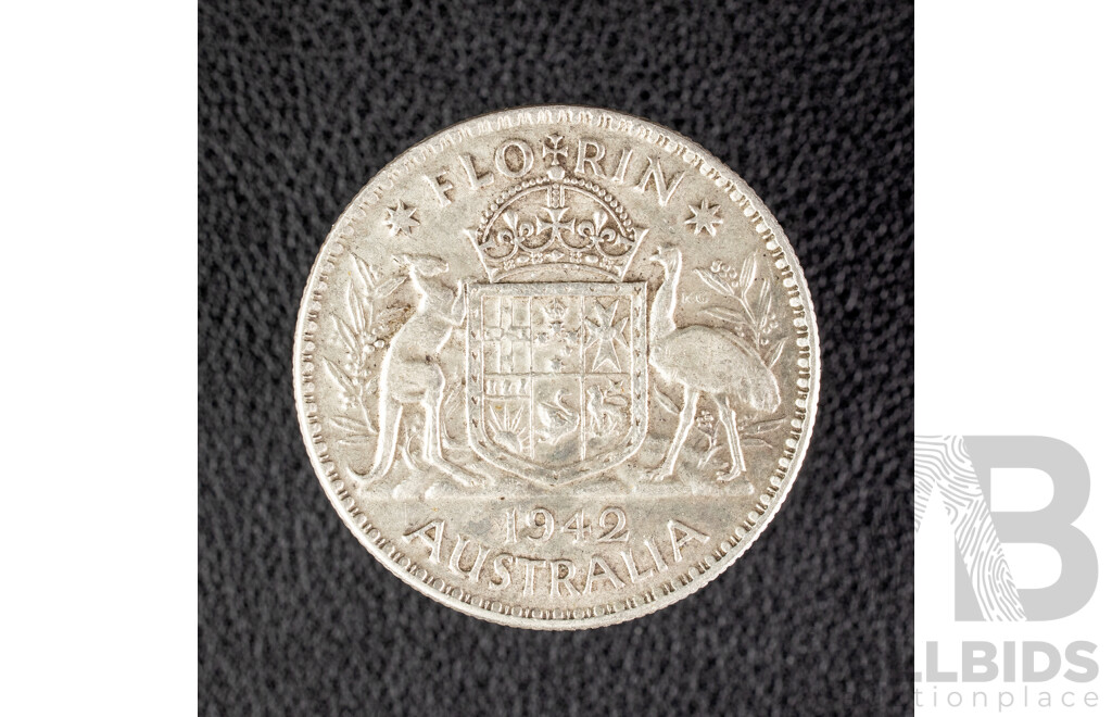 Australian 1942 KGVI Silver Florin .925