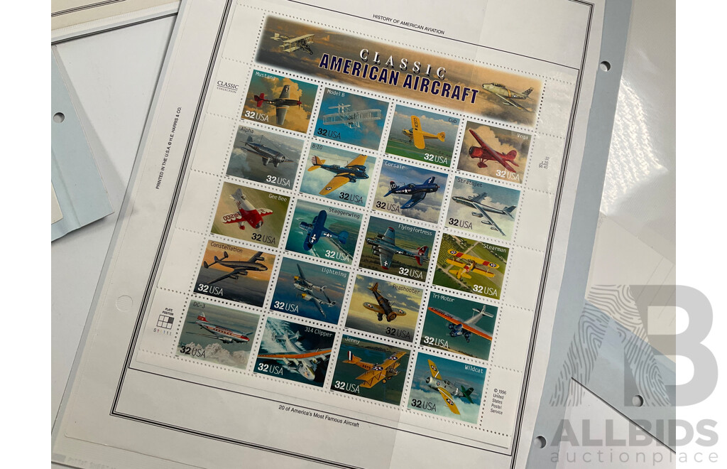 USA Mint Mini Stamp Sheets Including Great Plains Prairie, Celebrate the Century 1900's to 1990's, Classic American Dolls, Atlanta 1996, Signing of Independence 1976 and More