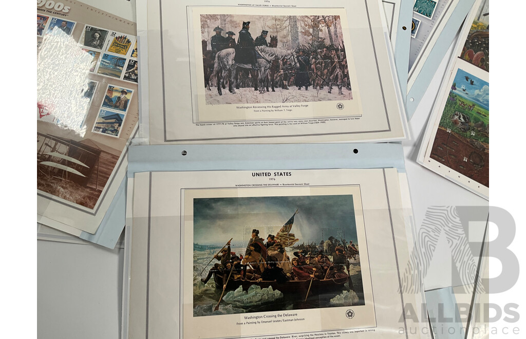 USA Mint Mini Stamp Sheets Including Great Plains Prairie, Celebrate the Century 1900's to 1990's, Classic American Dolls, Atlanta 1996, Signing of Independence 1976 and More