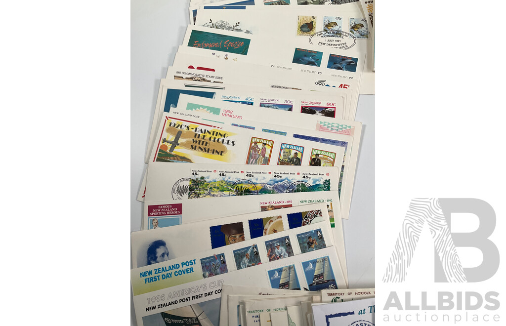 Collection of First Day Covers and Pre Stamped Envelopes Including Papua New Guinea 1984-1993, Norfork Island 1966-2004 with Stamp Booklets, New Zealand