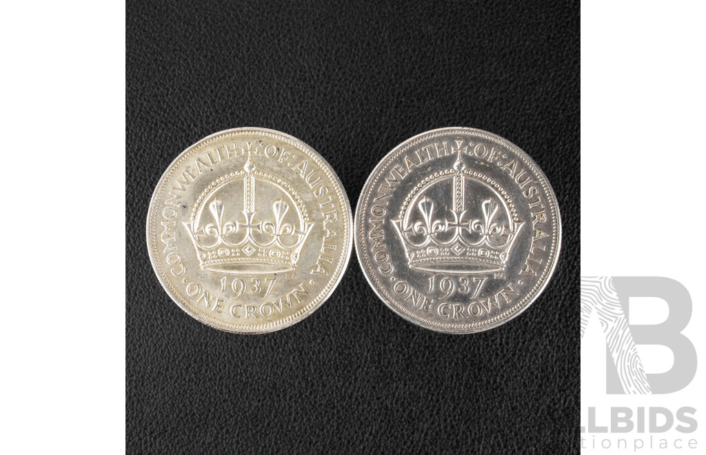Two Australian 1937 KGVI Silver Crown .925