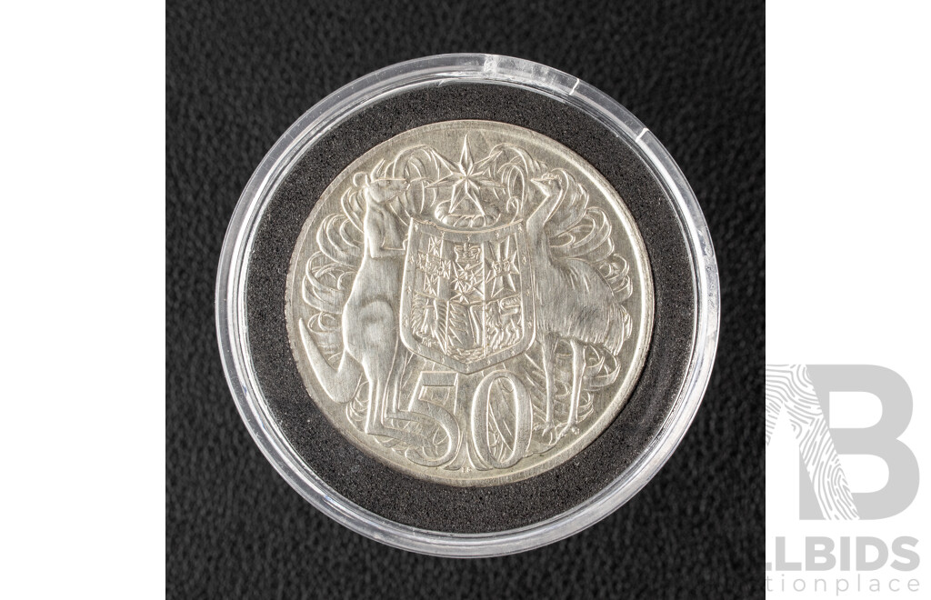 Australian 1966 Round Silver Fifty Cent Coin .800