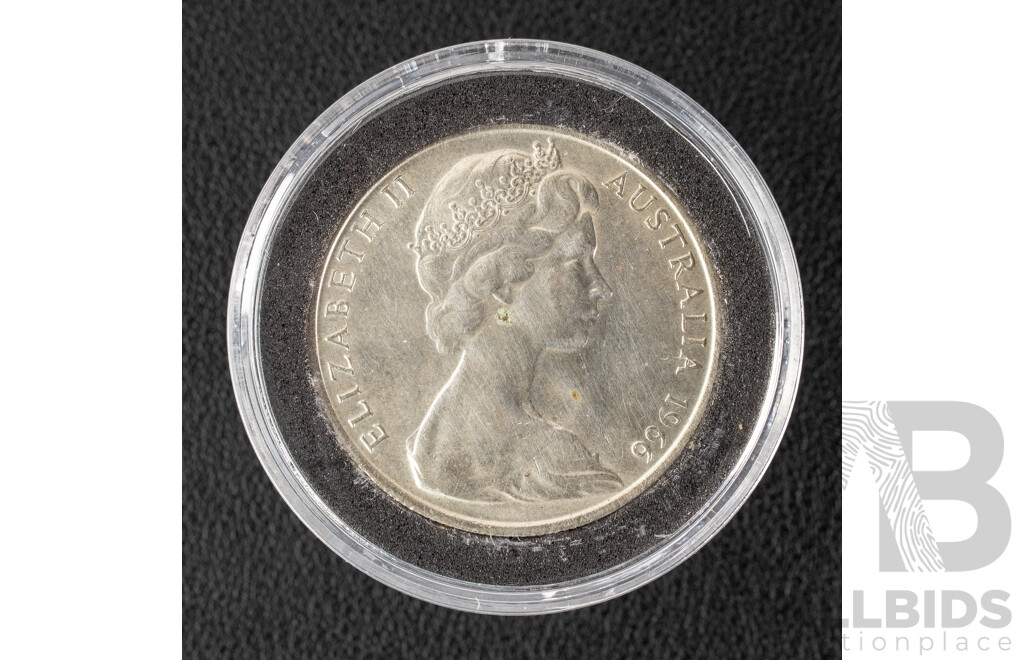 Australian 1966 Round Silver Fifty Cent Coin .800