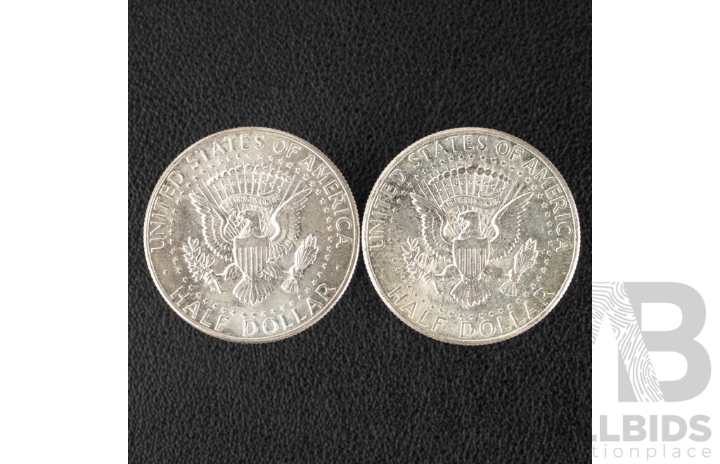 Two USA 1964 Silver Kennedy Half Dollars .900