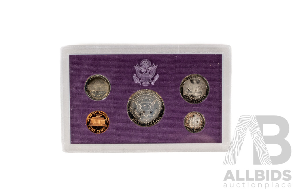 Five United States Mint Proof Year Sets, Consecutive 1986 to 1990