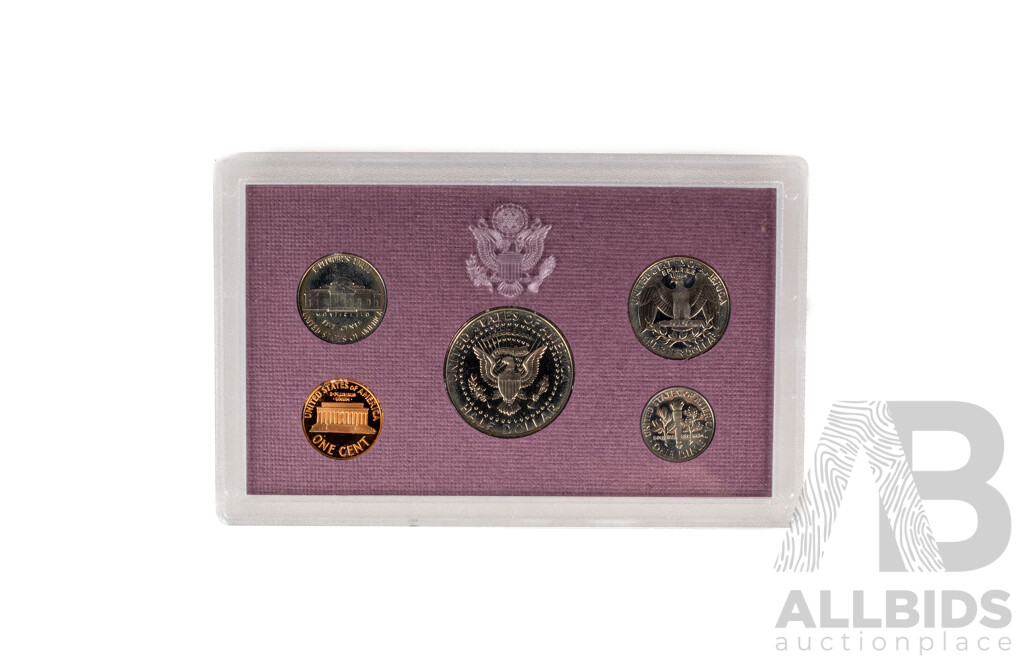 Five United States Mint Proof Year Sets, Consecutive 1986 to 1990