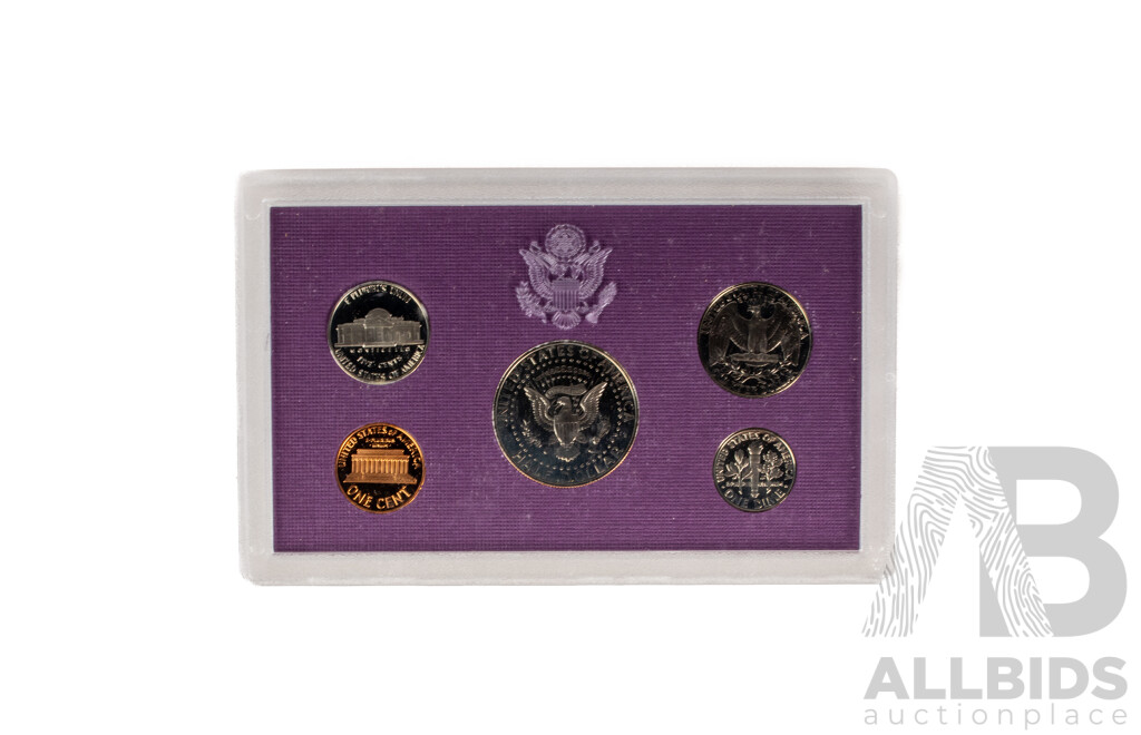 Five United States Mint Proof Year Sets, Consecutive 1986 to 1990