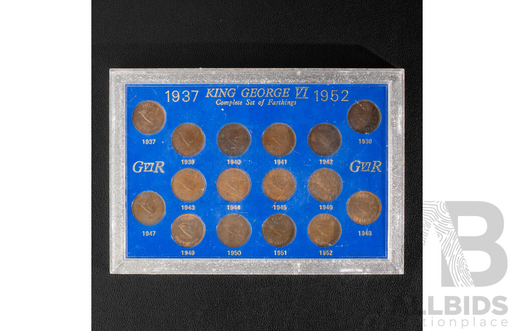 United Kingdom 1937 - 1952 KGVI Farthing Set