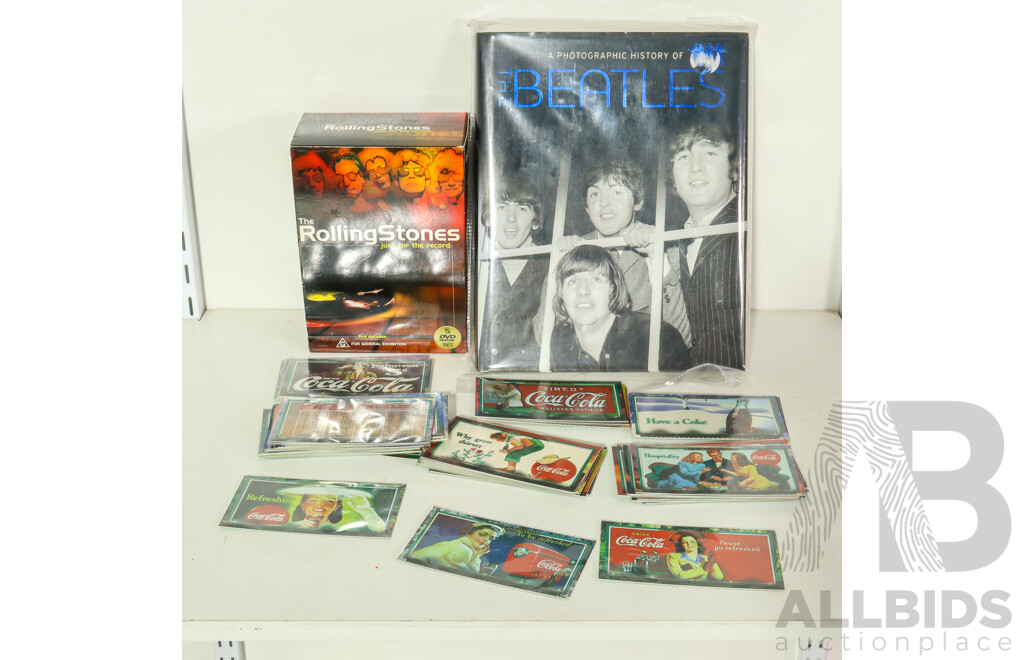 A Photographic History of the Beatles, The Rolling Stones - Just for the Record Five DVD Set, Seventy One 1996 Coca-cola Collector Cards