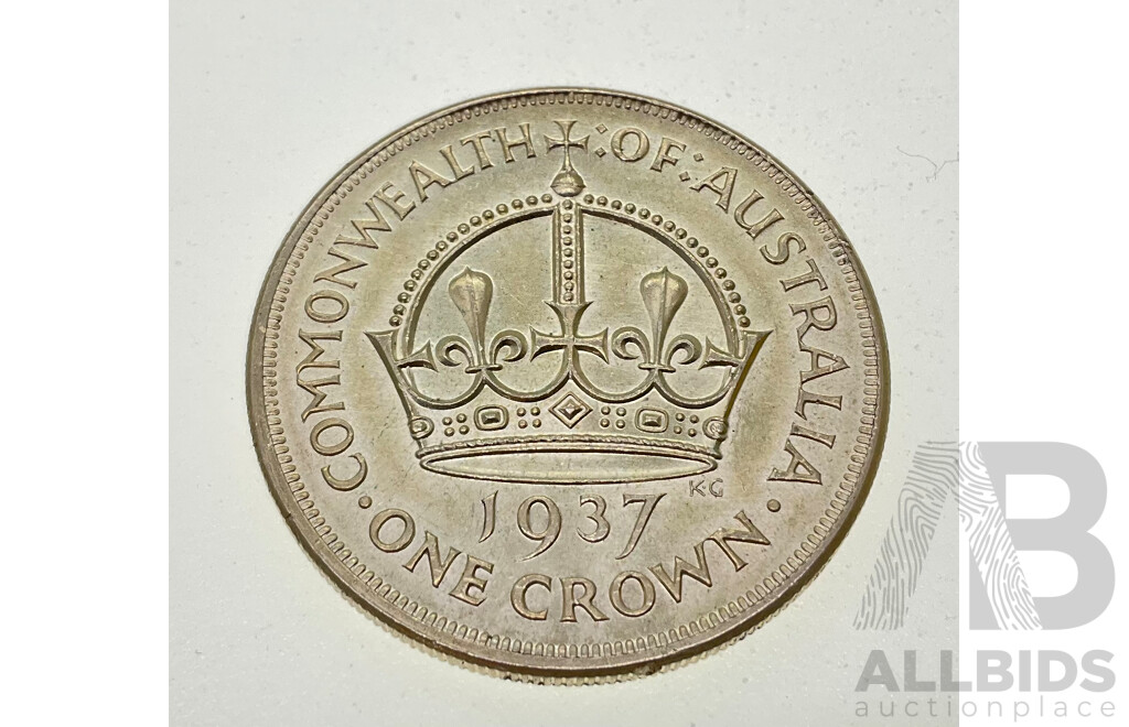 Australian 1937 KGVI Silver Crown, High Grade .925