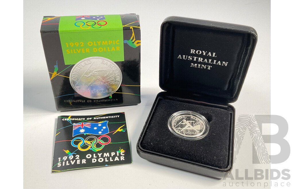 Australian RAM 1992 One Dollar Silver Proof Coin, XXV Olympics .925