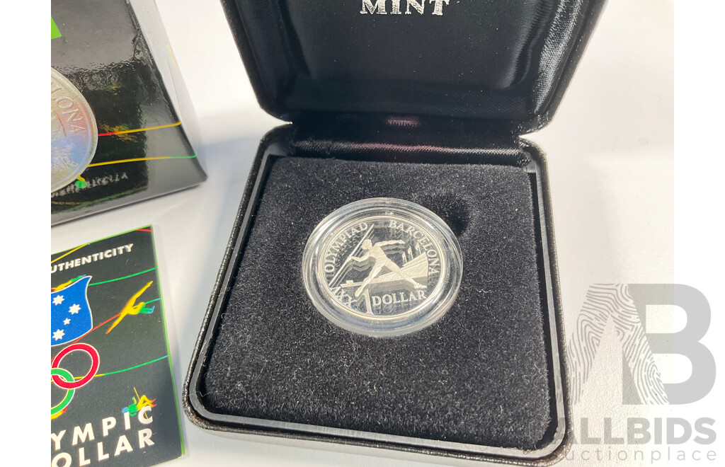 Australian RAM 1992 One Dollar Silver Proof Coin, XXV Olympics .925