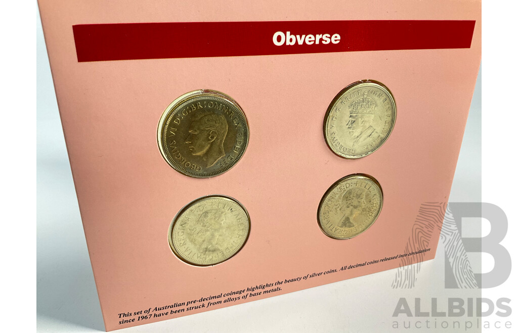 Australian Sherwood Souvenir Set of Commemorative and Regular Issue Florins, Including 1927, 1951, 1954 Commemoratives and 1956