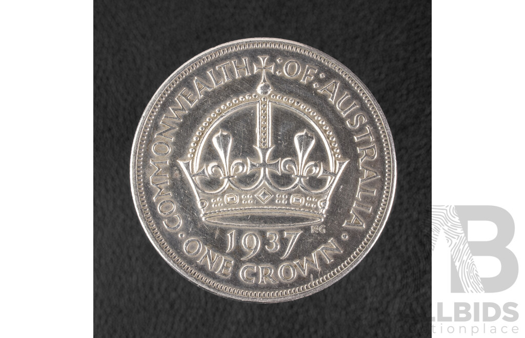 Australian 1937 KGVI Silver Crown, High Grade .925
