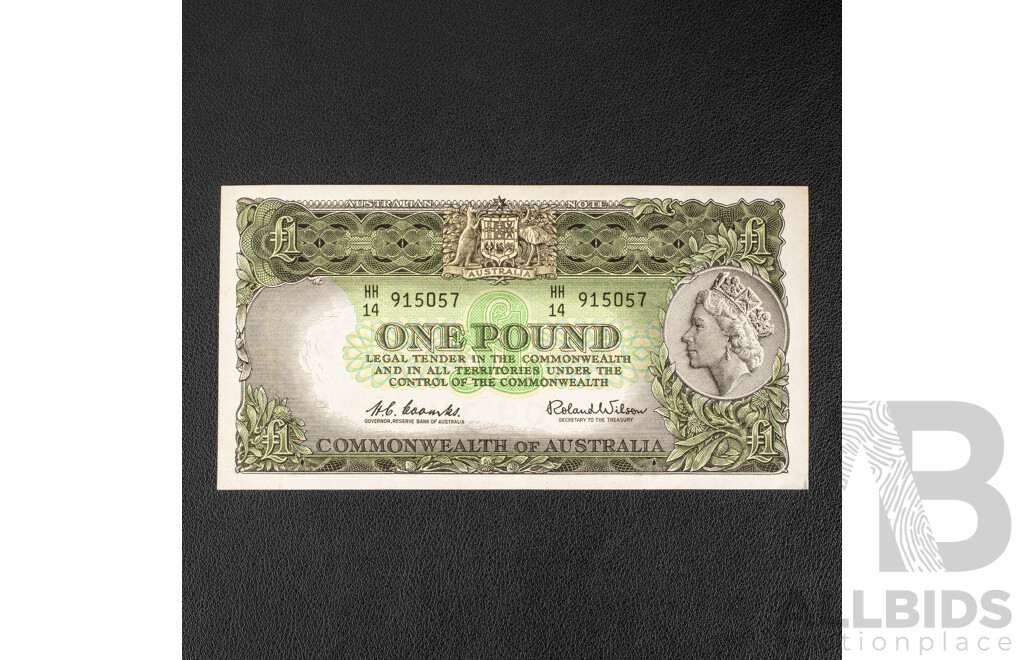 Australian 1961 One Pound Note, Coombs/Wilson HH 14 915057