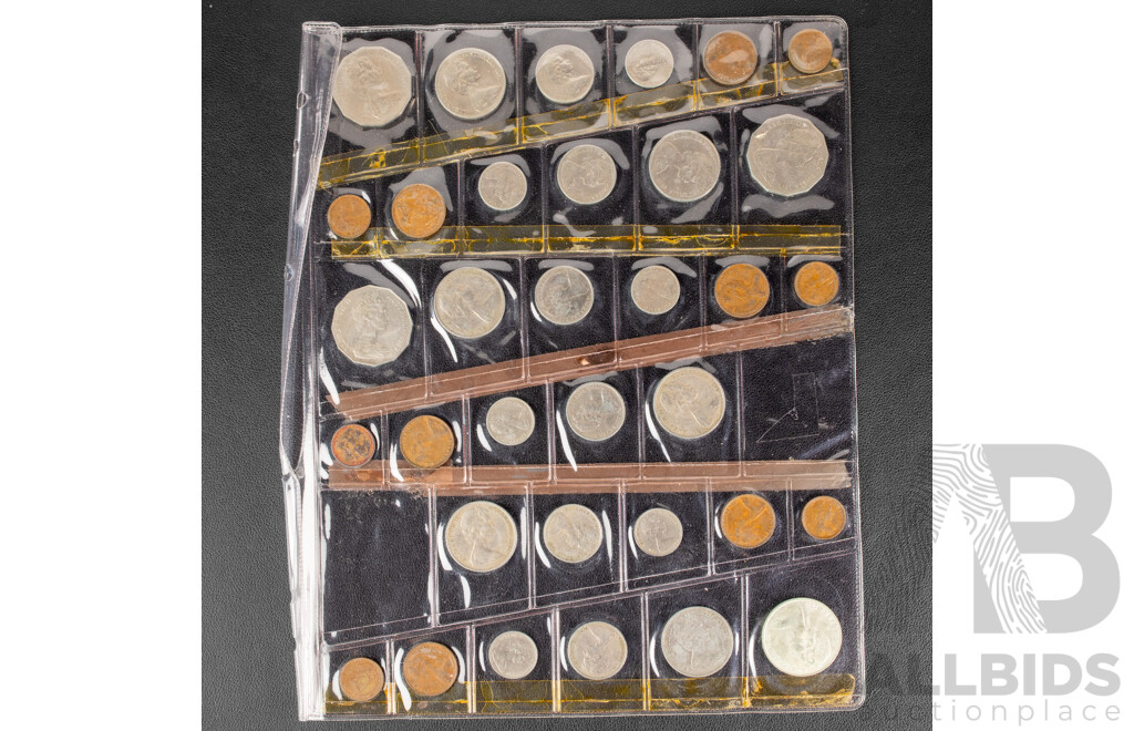 Six Australian Coin Year Sets, Consecutive 1966 to 1971 Including 1966 Round Silver Fifty Cent Coin .800