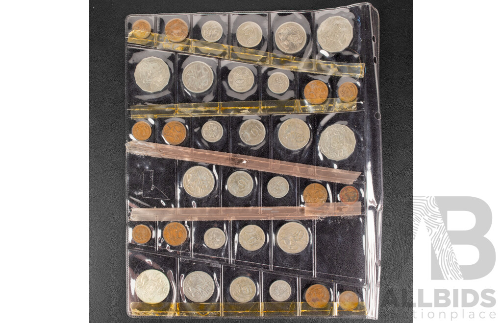 Six Australian Coin Year Sets, Consecutive 1966 to 1971 Including 1966 Round Silver Fifty Cent Coin .800