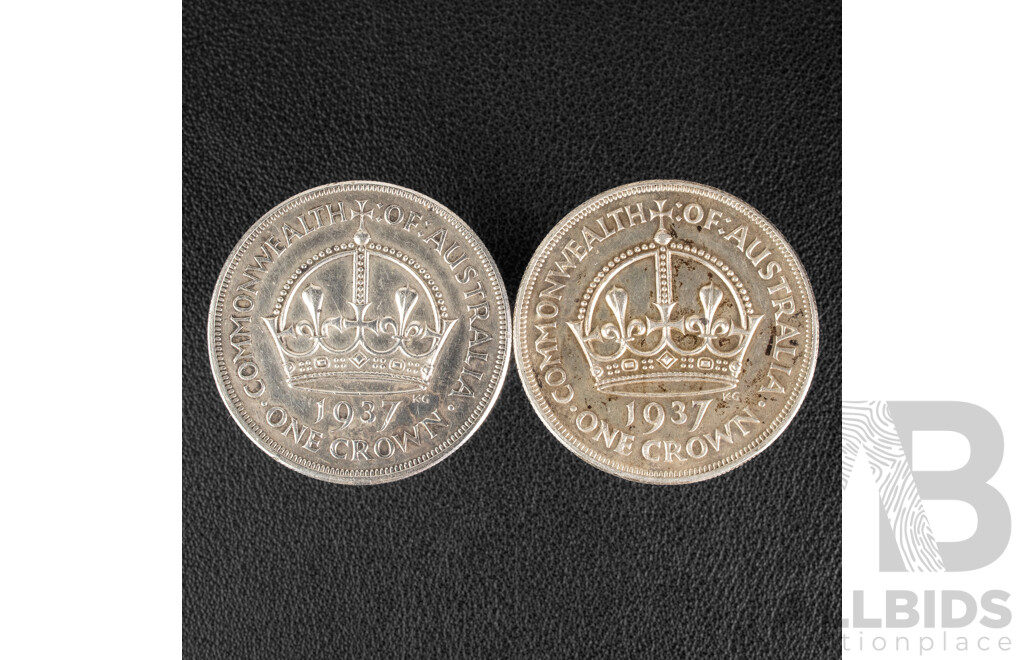 Two Australian 1937 KGVI Silver Crowns .925