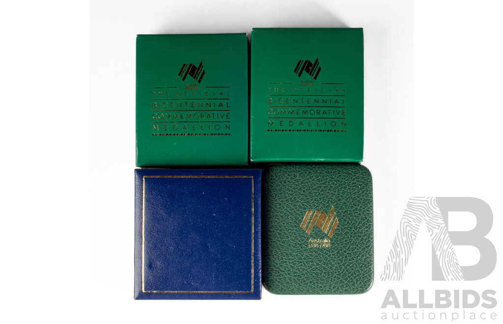 Four Australian Bicentennial Medallions Including Three RAM 1988 Celebration of a Nation, 1987 First Fleeters,