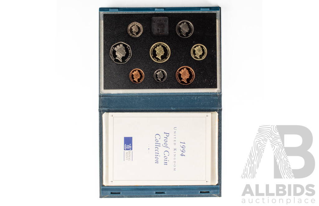 Coinage of Great Britain and Northern Ireland 1977 and 1982 Coin Sets with United Kingdom 1994 Proof Coin Set