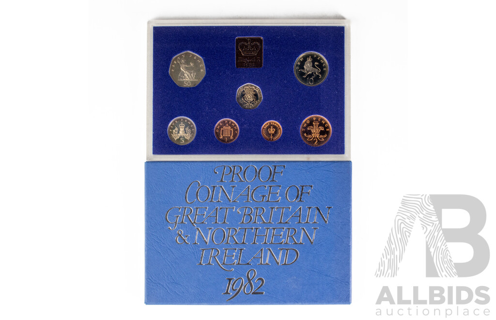 Coinage of Great Britain and Northern Ireland 1977 and 1982 Coin Sets with United Kingdom 1994 Proof Coin Set
