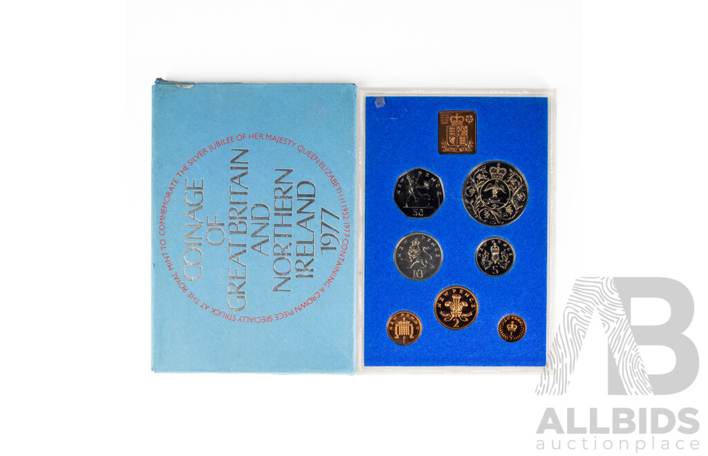 Coinage of Great Britain and Northern Ireland 1977 and 1982 Coin Sets with United Kingdom 1994 Proof Coin Set
