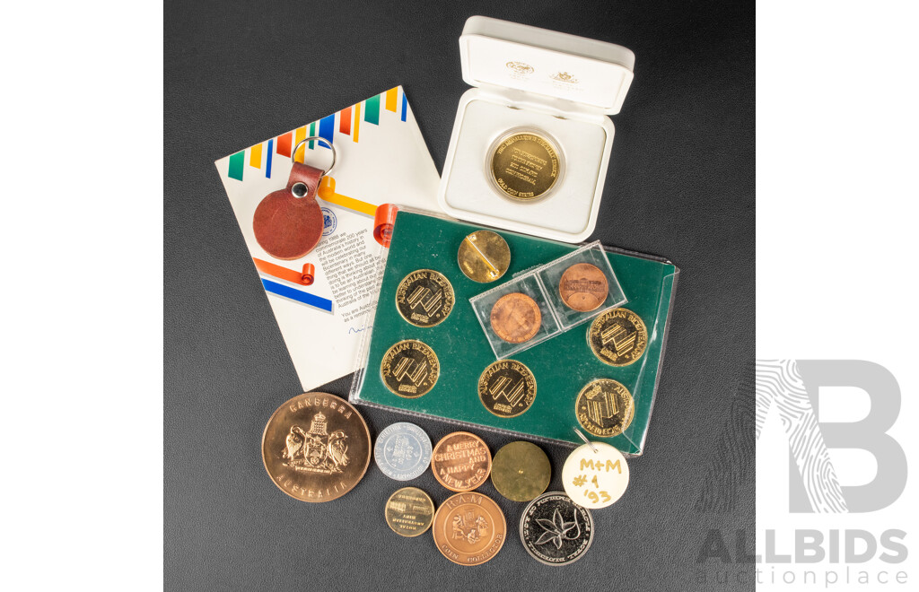 Collection of Australian Medallion and Coins Including RAM/Perth Mint Sydney Olympics, 1988 Bicentennial Set, Canberra Landmarks, Royal Australian Mint 2012/Coin Collector, 1963 Royal Bank, Newcastle Numismatic Society