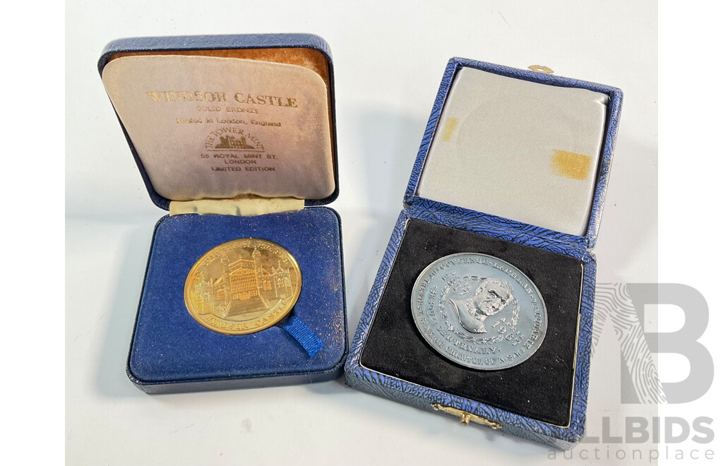 Australian 1967 Coin Associates Governor Lachlan Macquarie Silver  Medallion, UK Towe Mint Windsor Castle Bronze Medallion