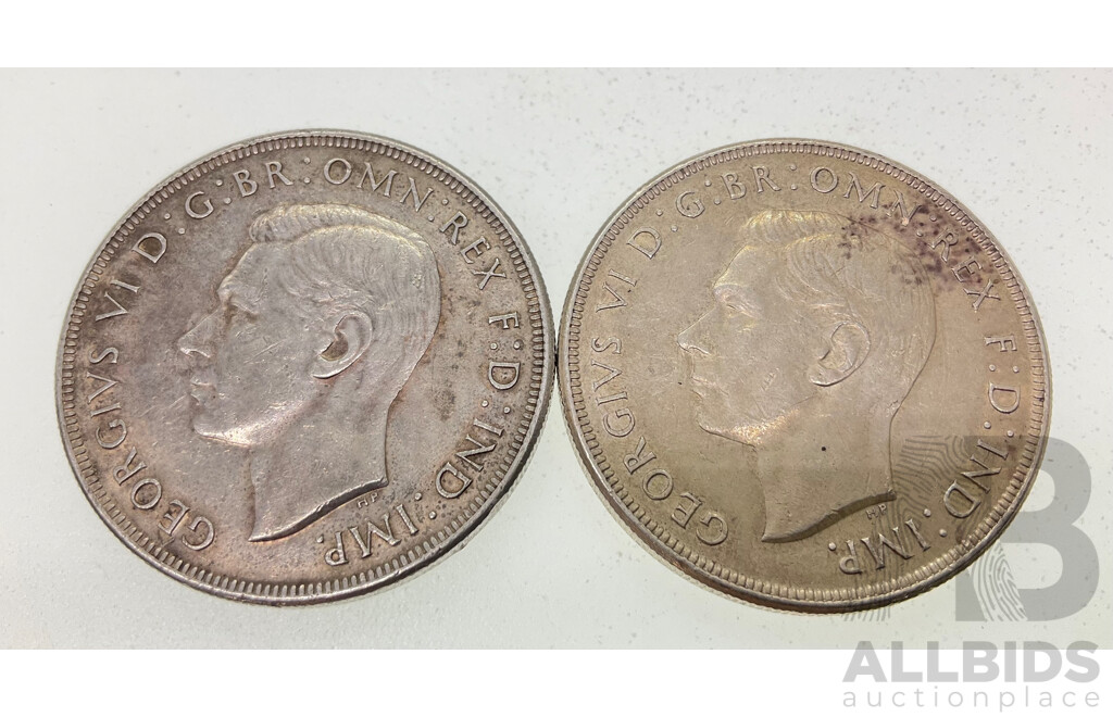 Two Australian 1937 KGVI Silver Crowns .925