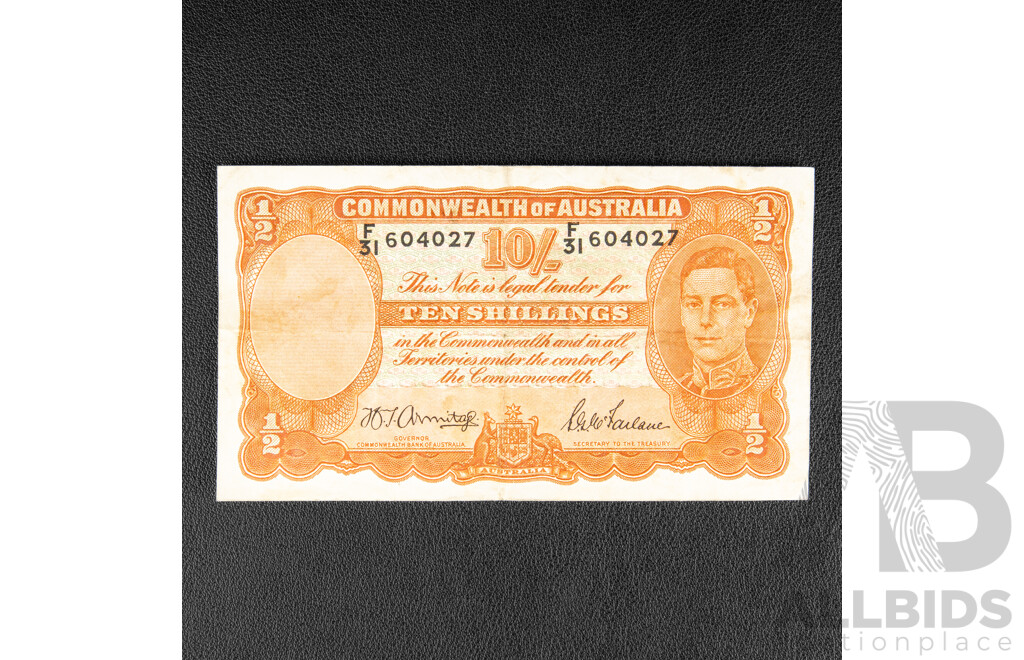 Australian 1939 Ten Shillings Note R13, Armitage/McFarlane F31 604027