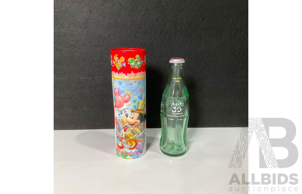 Collectables Including Barbie 60 Years of Ken Doll, Coca Cola Cards and 30 Years Tokyo Disney Bottle, Star Trek Skybox Collector Cards Jim Beam Touring Car Tin