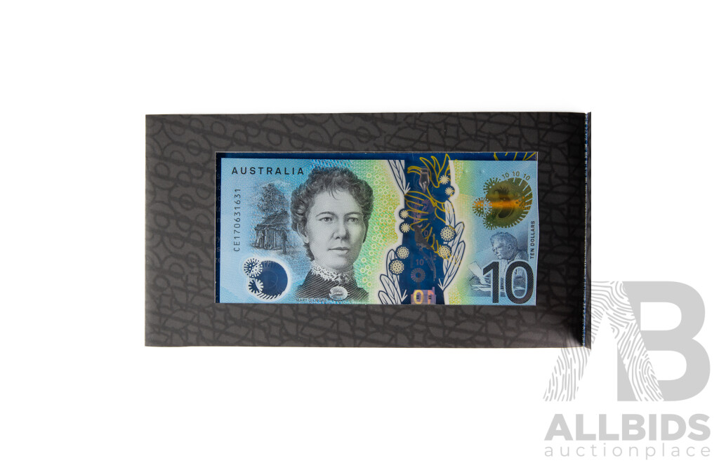 Two Australian Ten Dollar Notes, Two Generations, 2017 Lowe/Fraser CE170631631 and 2015 Stevens/Fraser AB15677622