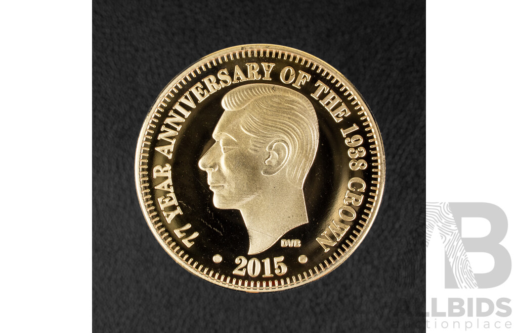 Australian 2015 Gold Tone Coin, Seventy Seven Year Anniversary of the 1938 Crown